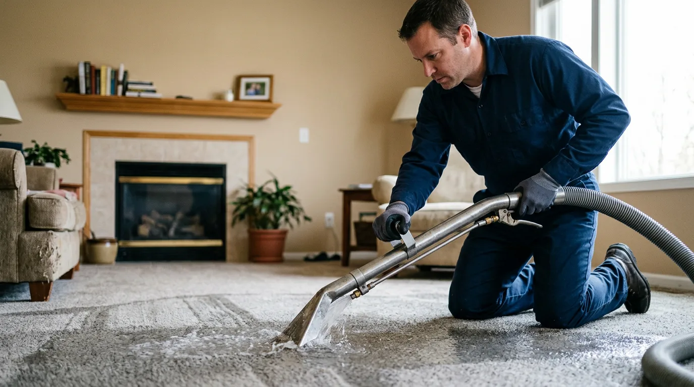 Water damage restoration technician working near Raritan, NJ